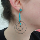 Triple Circle Drop: Oxidized Sterling Silver