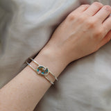 Turquoise and Opal Cuff Bracelet: Polished Sterling Silver