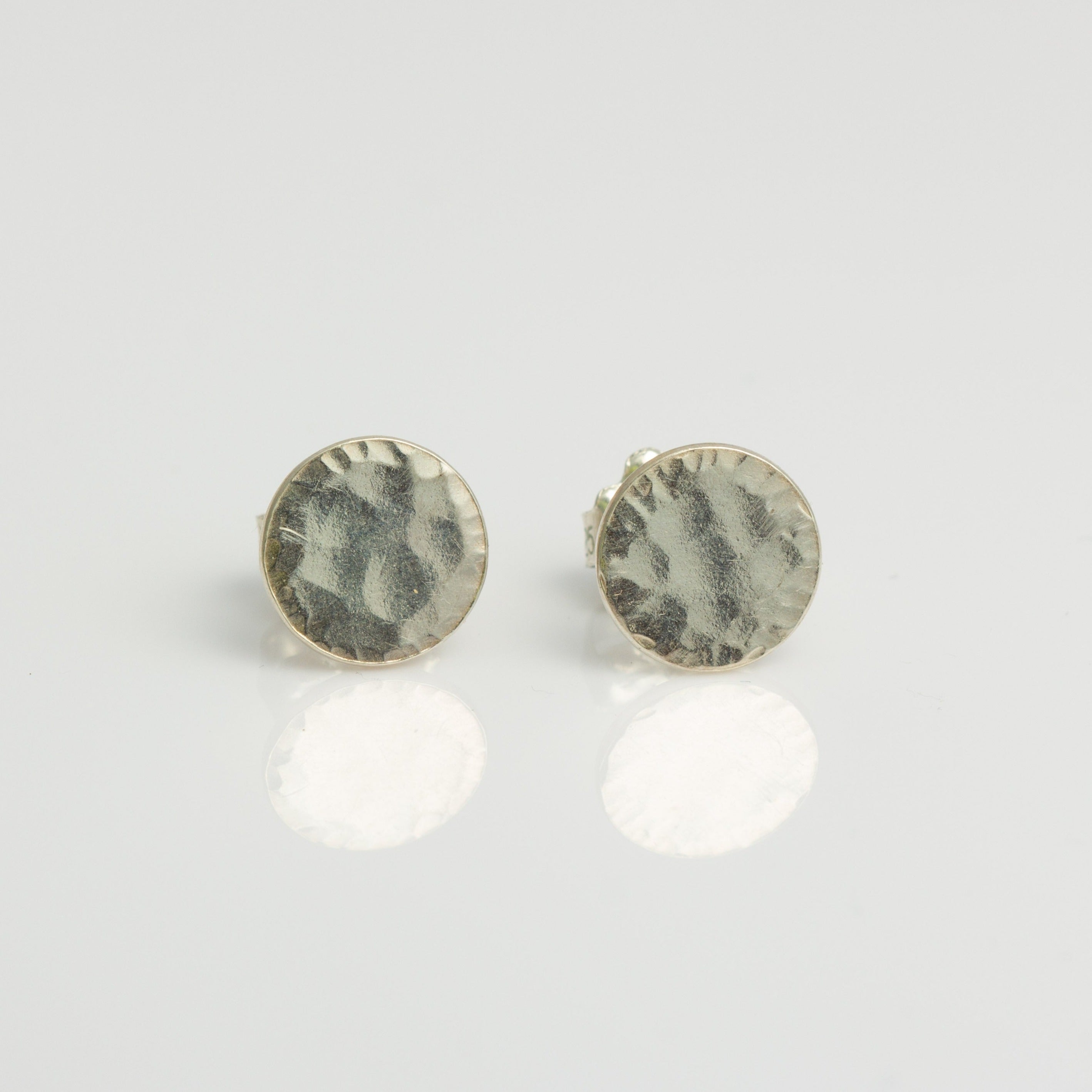 Hammered Studs: Small, Polished Sterling Silver