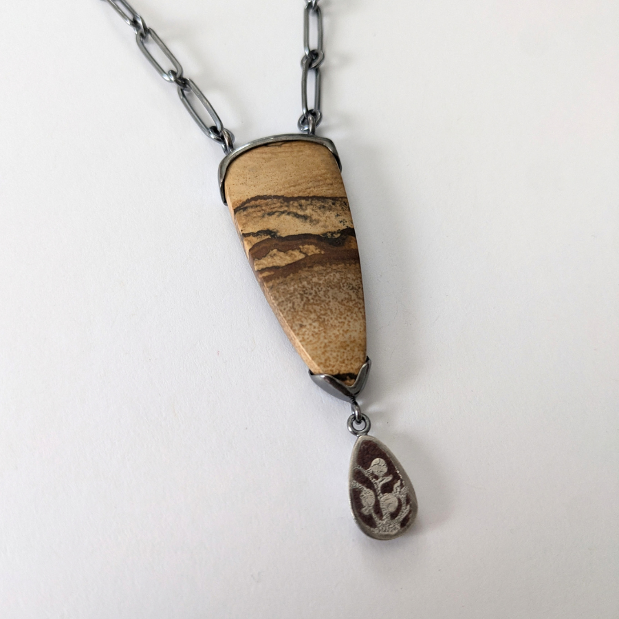 Jasper Necklace with Globemallow Charm