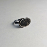 Horizontal Oval Ring, Small: Oxidized Sterling Silver