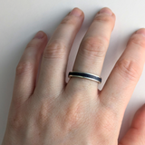 Thin Inlay Band: Bluestone, Polished Sterling Silver