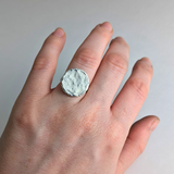 Textured Cocktail Ring: Polished Sterling Silver