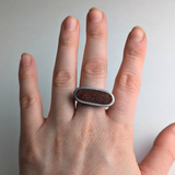 Jasper Horizontal Oval Ring: Oxidized Sterling Silver