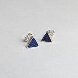 Triangle Inlay Studs: Polished Sterling Silver & Lapis Lazuli