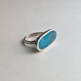 Turquoise Horizontal Oval Ring: Polished Sterling Silver