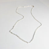 Accented Chain Necklace: Polished Sterling Silver & Moonstone