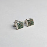 Square Inlay Studs: Green Turquoise