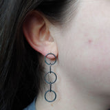 Triple Link Studs: Polished Sterling Silver
